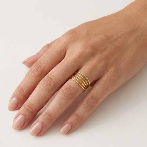 Minimalist Yellow Gold Multi-Band Ring