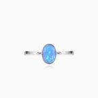 Simple blue opal white gold ring