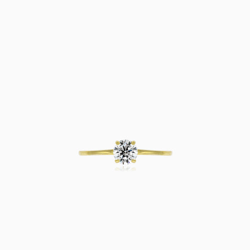 Yellow gold ring with 4-prong setting