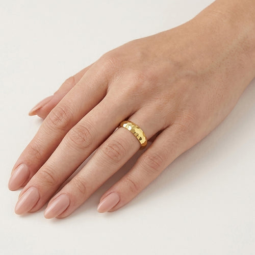Faceted Yellow Gold Classic Ring