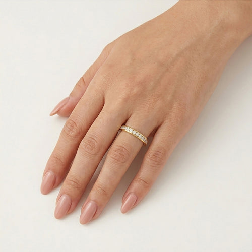 Yellow Gold Pavé Zirconia Band Ring