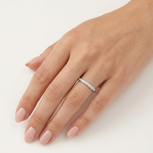 White Gold Channel Set Zircon Ring