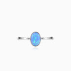 Simple blue opal solitaire ring