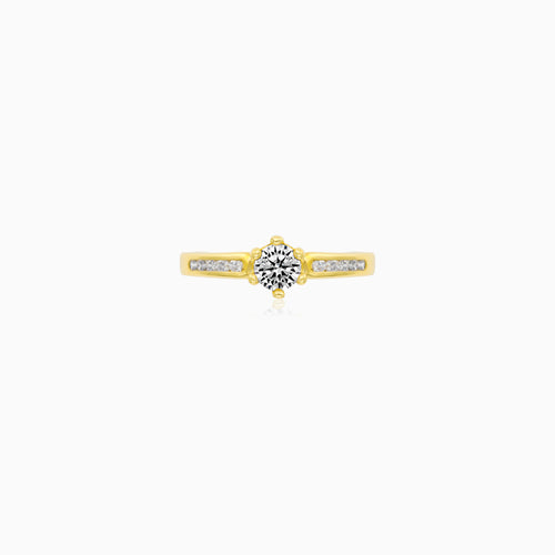 Refined Yellow Gold Zircon Ring