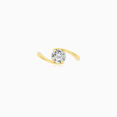 Modern Yellow Gold Zircon Ring