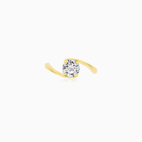 Modern Yellow Gold Zircon Ring