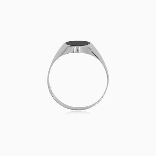 Men's White Gold Oval Onyx Signet Ring