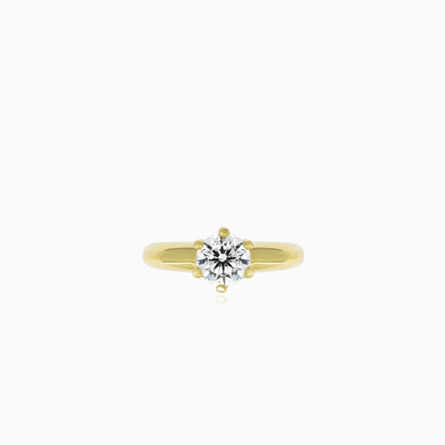 Classic handy yellow gold zircon ring