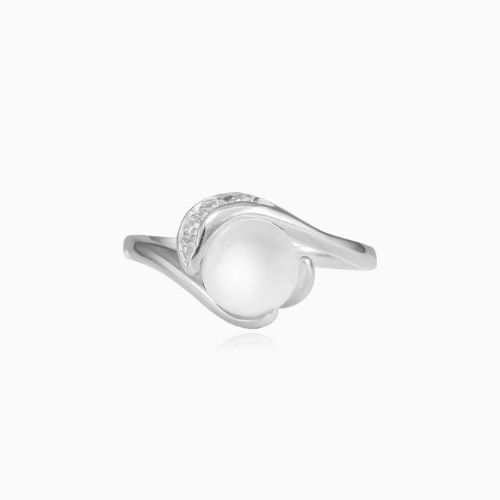 Bague pour femme unique avec perle et zirconium cubique