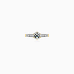 Graceful Two-Tone Gold Zircon Engagement Ring
