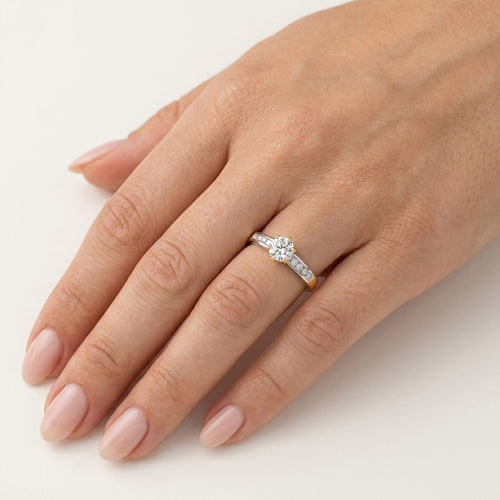 Graceful Two-Tone Gold Zircon Engagement Ring