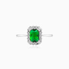 Royal emerald and cubic zirconia women ring