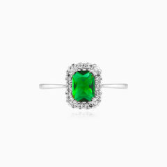 Royal emerald and cubic zirconia women ring