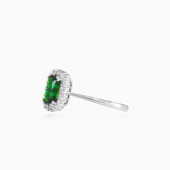 Royal emerald and cubic zirconia women ring