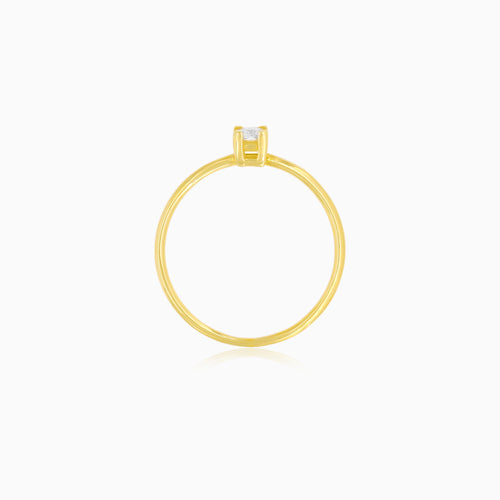 Minimalist Yellow Gold Baguette Zircon Ring