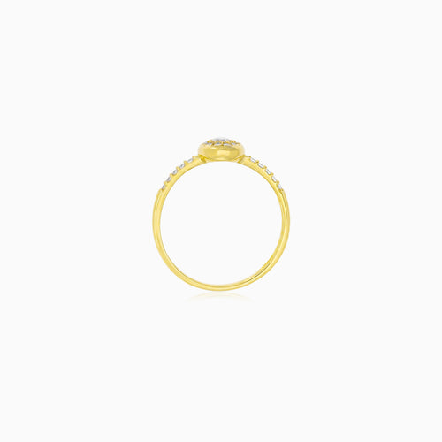 Yellow Gold Round Cubic Zirconia Halo Ring