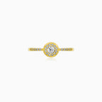 Yellow Gold Round Cubic Zirconia Halo Ring