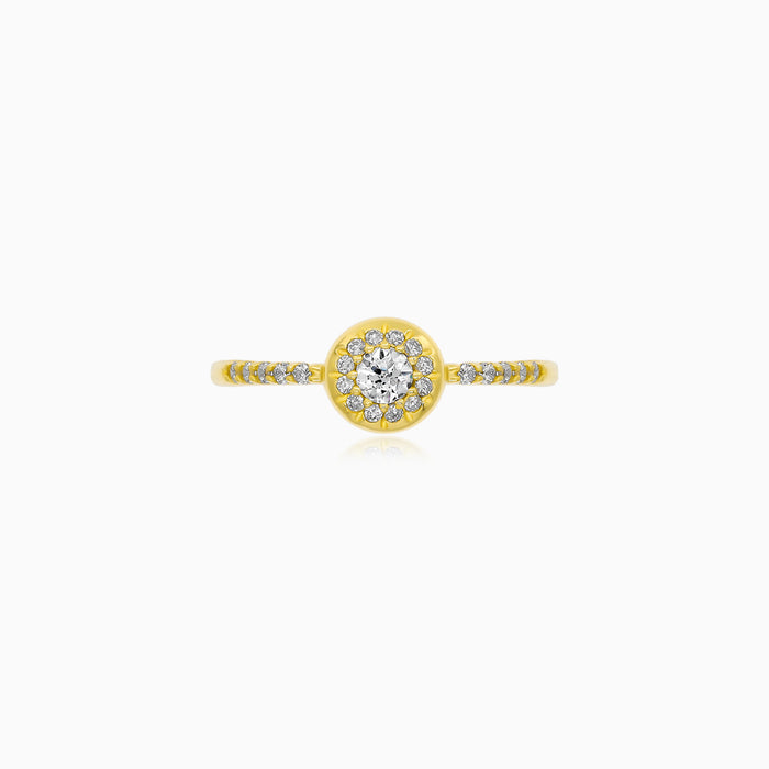 Yellow Gold Round Cubic Zirconia Halo Ring