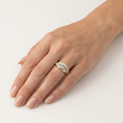 Two Tone Gold Zircon Statement Ring