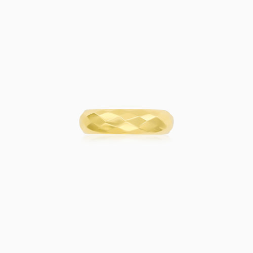 Faceted Yellow Gold Band Ring