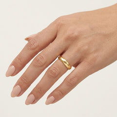 Faceted Yellow Gold Band Ring