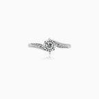14kt White Gold Twisted Cubic Zirconia Engagement Ring