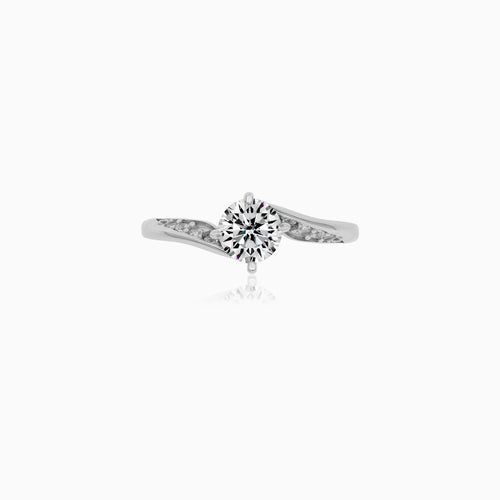 14kt White Gold Twisted Cubic Zirconia Engagement Ring