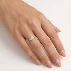 Twisted Yellow Gold Zircon Engagement Ring