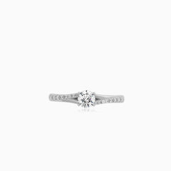 White Gold Round Zircon Engagement Ring