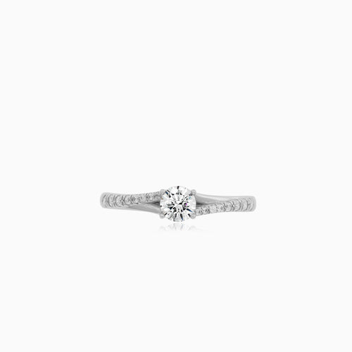 White Gold Round Zircon Engagement Ring