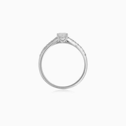 White Gold Round Zircon Engagement Ring