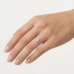 White Gold Pavé Zircon Cluster Ring