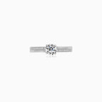 White Gold Solitaire Ring With Pavé Shoulders