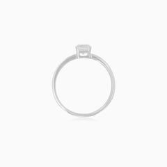 White Gold Solitaire Ring With Pavé Shoulders