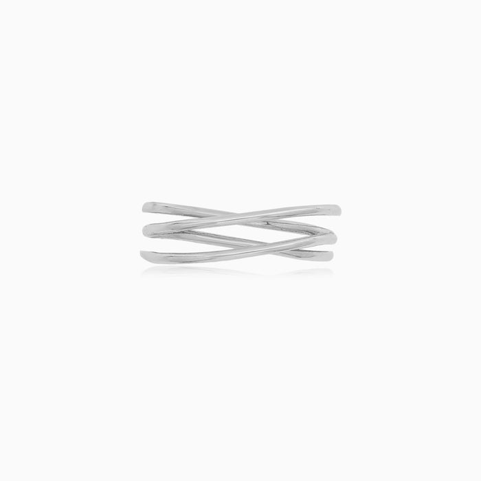 White Gold Criss Cross Wrap Ring