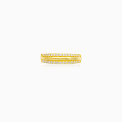 Golden Double Pavé Zirconia Ring