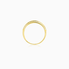 Golden Double Pavé Zirconia Ring