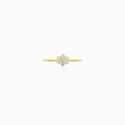 Delicate Floral Zirconia Gold Ring