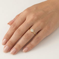 Delicate Floral Zirconia Gold Ring