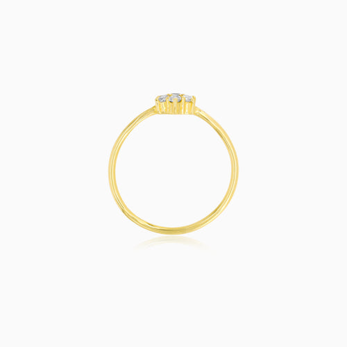 Delicate Floral Zirconia Gold Ring