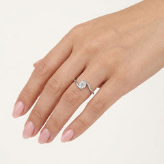 Modern White Gold Semi-Bezel Cubic Zirconia Ring
