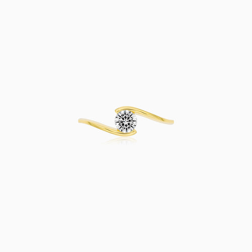 Yellow Gold Wave Zircon Ring