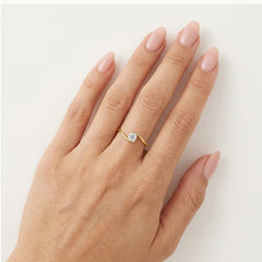 Yellow Gold Wave Zircon Ring