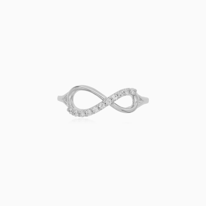 White Gold Infinity Ring With Cubic Zirconia
