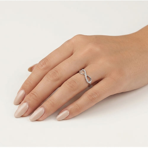 White Gold Infinity Ring With Cubic Zirconia