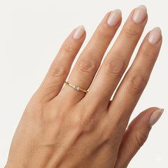 Yellow Gold Baguette Zircon Ring