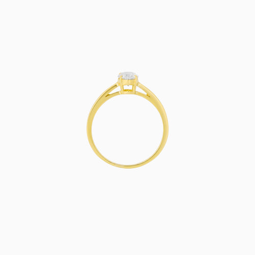 Yellow Gold Oval Cubic Zirconia Ring