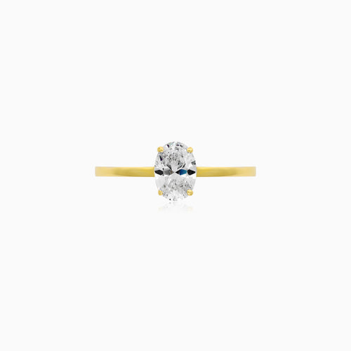 Yellow Gold Oval Cubic Zirconia Ring