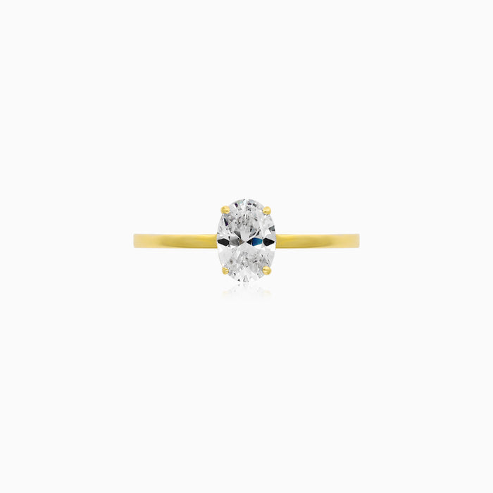 Yellow Gold Oval Cubic Zirconia Ring