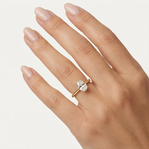 Yellow Gold Oval Cubic Zirconia Ring